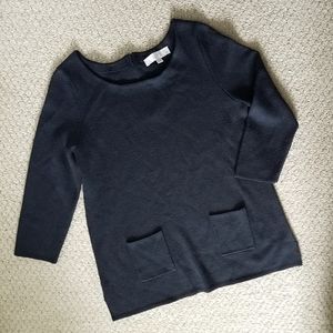 LOFT Black Sweater with Front Pockets